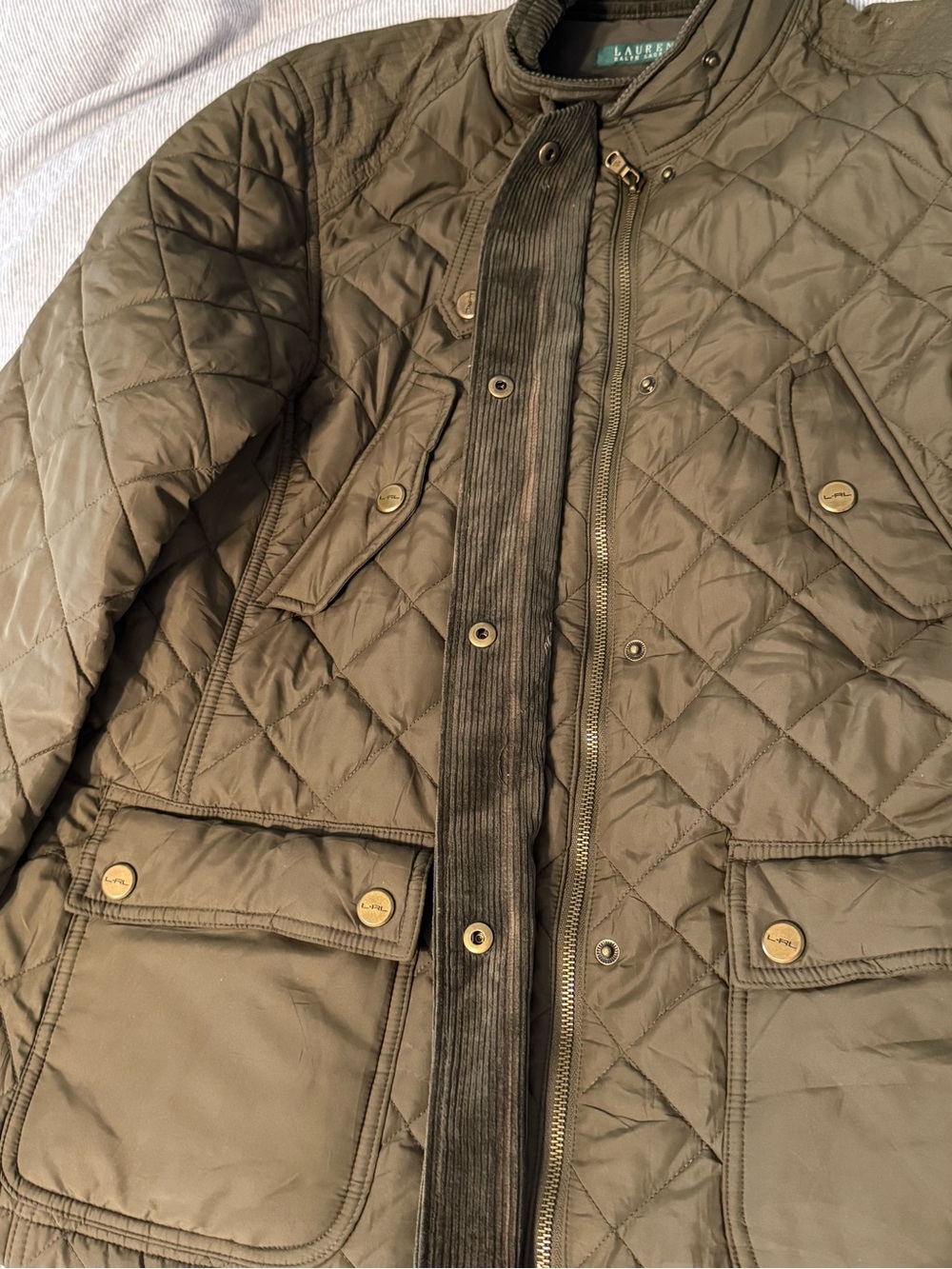 Ralph Lauren Womens Quilted Jacket Equestrian Style Barn Coat Green Size XL - Picture 5 of 10